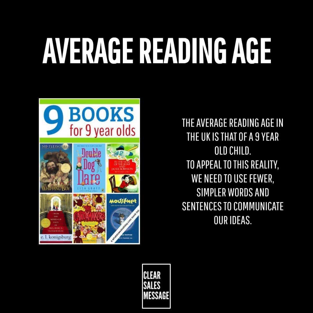 average-reading-age-clear-sales-message